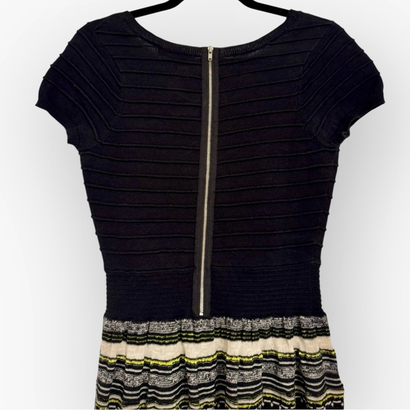 SANDRO PARIS $395 Retail Knit Mini Dress, Size 1 (Small), Black/White/Green - Picture 9 of 16